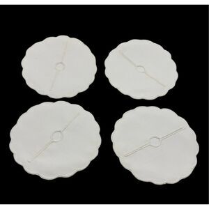 Linen Wine Glass Coasters 4” Round Vintage Set of 4 White
